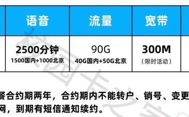 北京某运营商又出政企套餐，90G流量+2500分钟+300M宽带